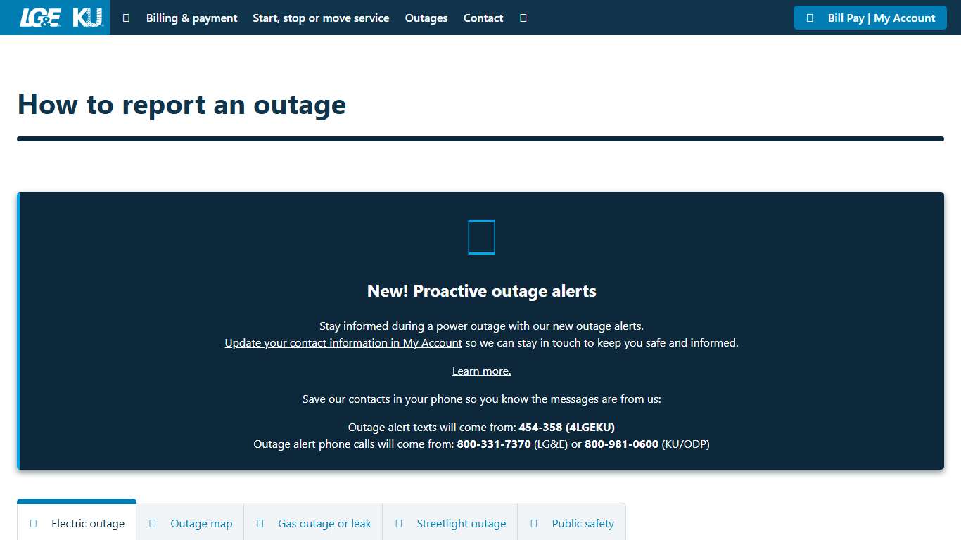 Outages LG&E and KU
